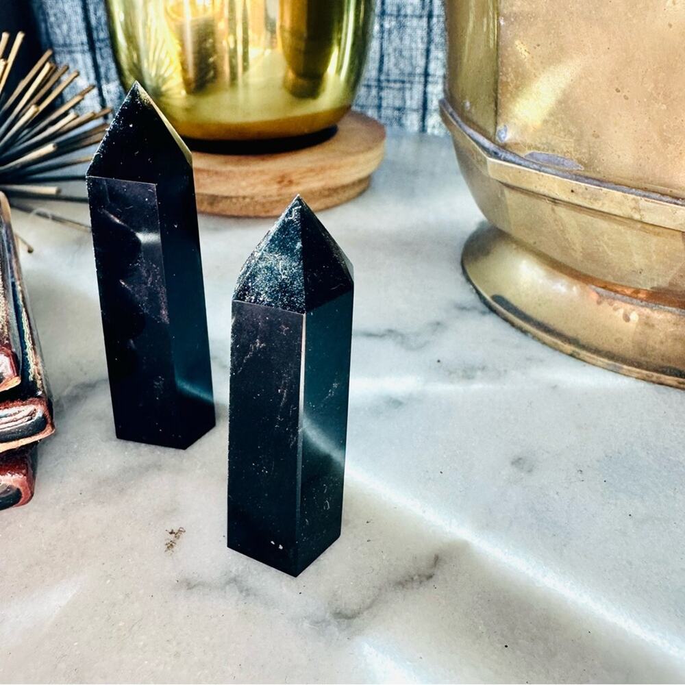 Obsidian Black Polished Genuine 3” Crystal Point Boho Meditation Yoga Gemstone 2